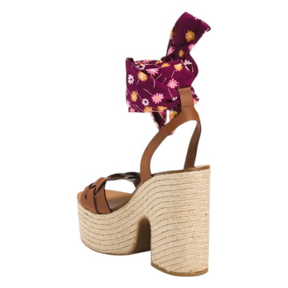 MIU MIU Made In Italy Patent Leather Natural Espadrille Heeled Sandals - Picture 2 of 3